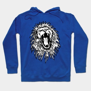 Roaring Lion Face Art Silhouette Drawing Hoodie